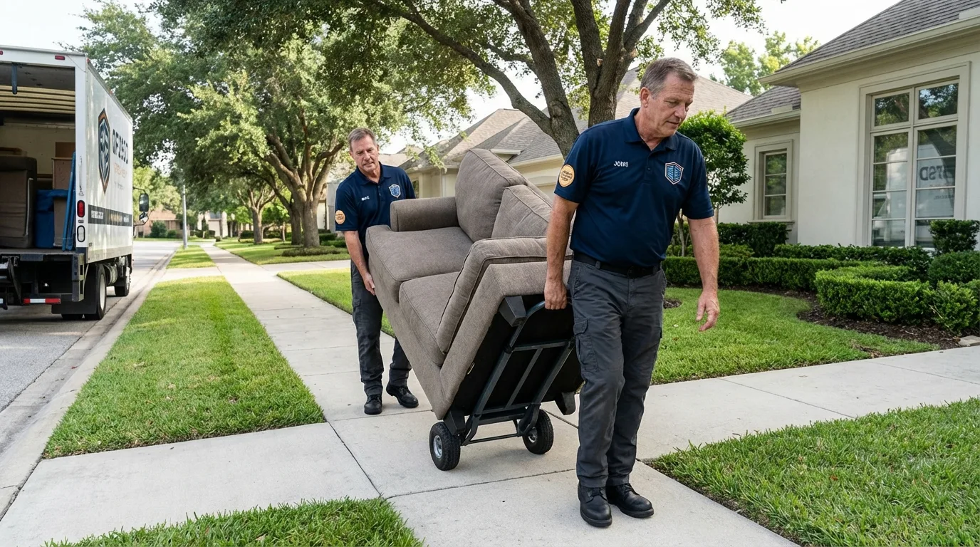 Local residential moving crew loading furniture in Sherwood, AR
