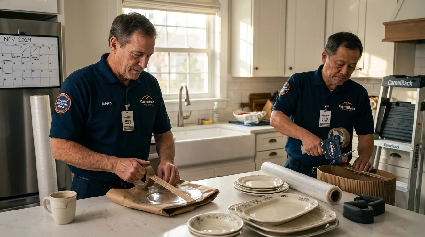 Professional crew packing kitchen dishware in Sherwood, AR